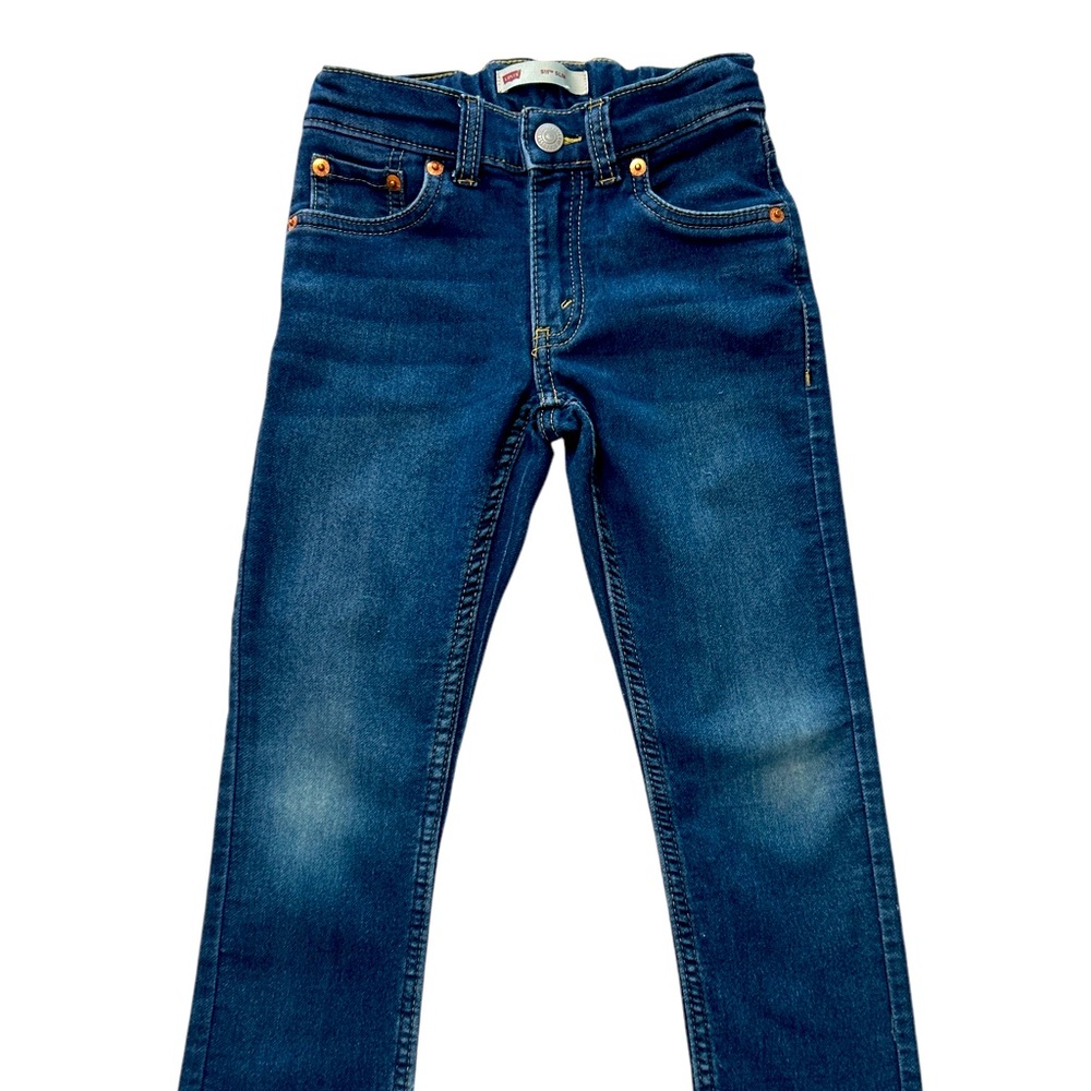 Levi's Boys 511 Slim Stretch Jeans Blue Distressed Adjustable Waistband 6R